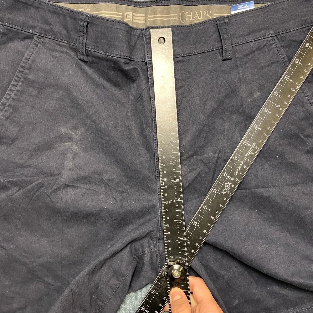 Chaps Chino Shorts Mens 34 Blue Cotton Stretch Twill High Rise Flat Front Casual